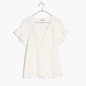 MADEWELL - Lightspun Ruffle-Sleeve Henley Top